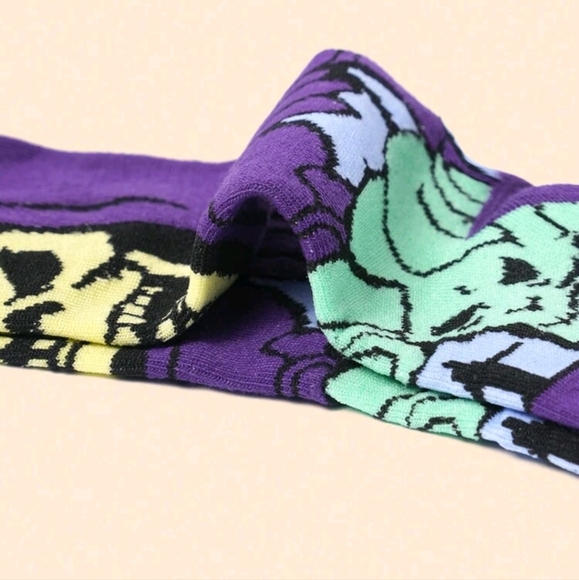 Purple skeleton skeletor he-man funny mens goth socks TV show cartoon punk crew - Picture 10 of 11